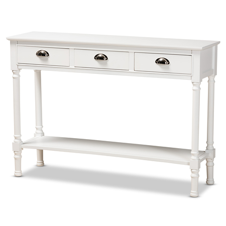 BAXTON STUDIO Garvey French Provincial White Finished Wood 3-Drawer Entryway Console Table 179-11330-Zoro